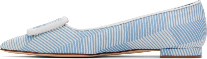 Manolo Blahnik Blue & White Maysale Ballerina Flats - Image 3