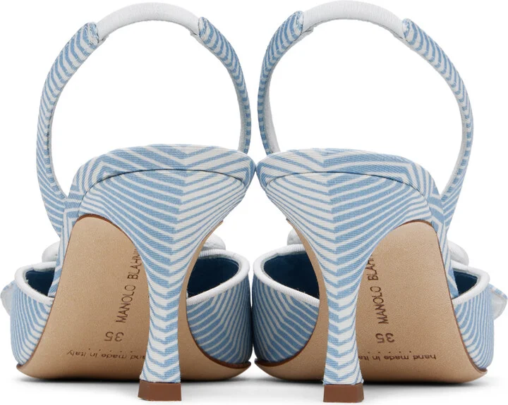 Manolo Blahnik Blue & White Mayslibi Heels - Image 2