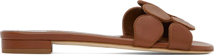 Manolo Blahnik Brown Haribalmuflat Sandals