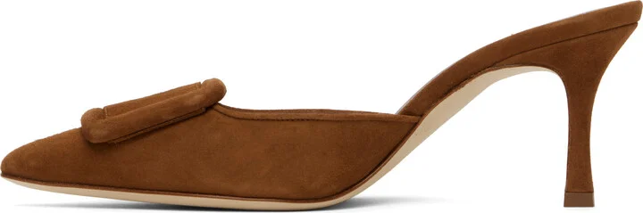Manolo Blahnik Brown Maysale Mules - Image 3