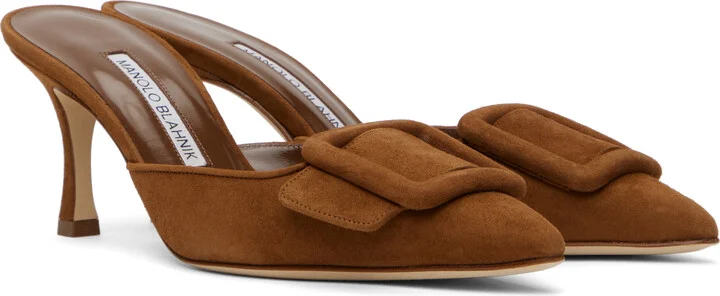 Manolo Blahnik Brown Maysale Mules - Image 4