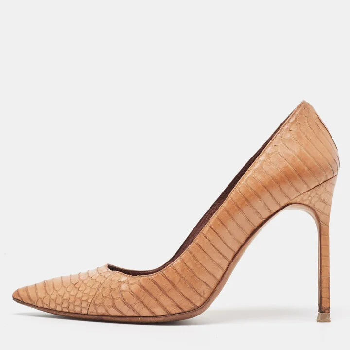 Manolo Blahnik Brown Watersnake BB Pumps Size 38