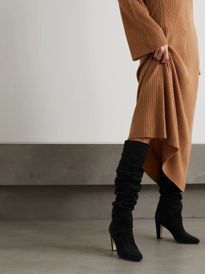 Manolo Blahnik - Calassohi 90 Suede Knee Boots - Black - Image 2