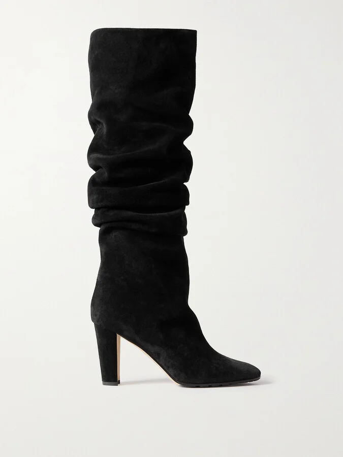 Manolo Blahnik - Calassohi 90 Suede Knee Boots - Black