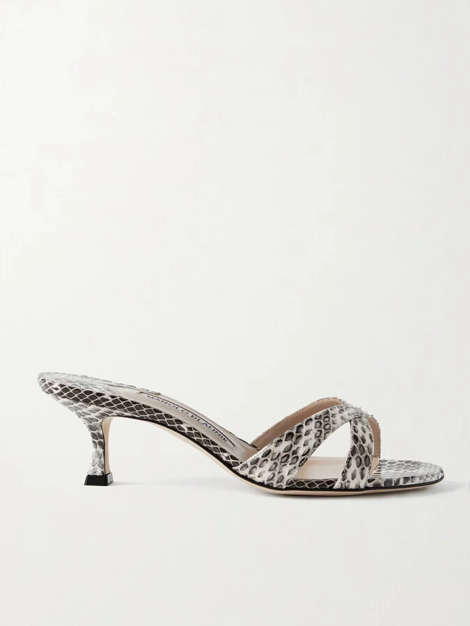 Manolo Blahnik - Callamu 50 Elaphe Mules - Animal print
