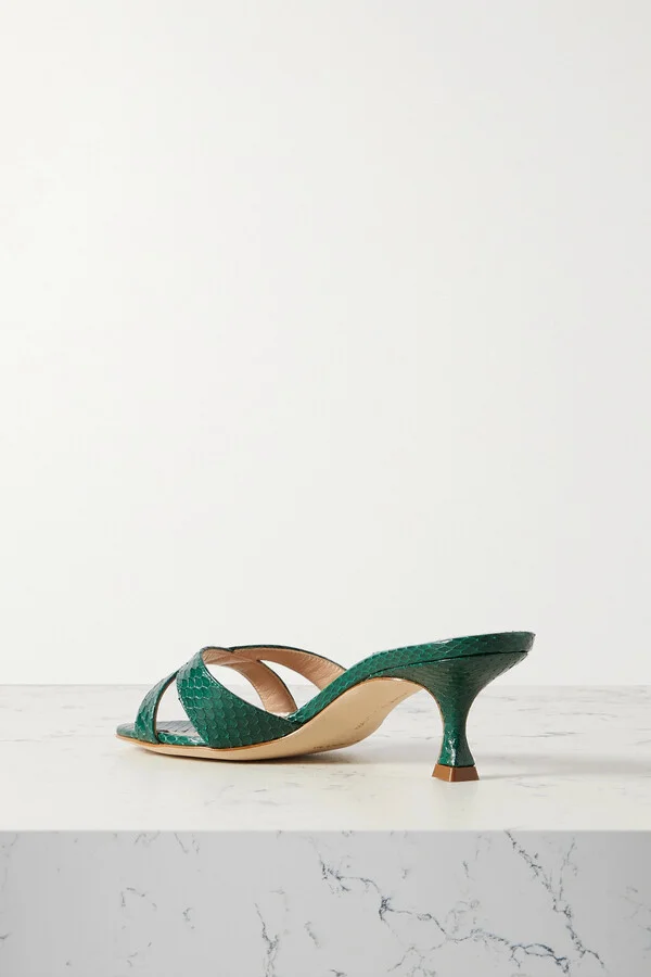 Manolo Blahnik - Callamu 50 Elaphe Mules - Green - Image 3