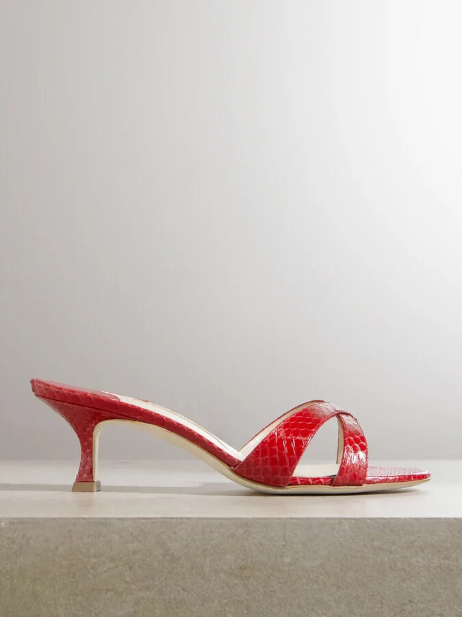 Manolo Blahnik - Callamu 50 Elaphe Mules - Red