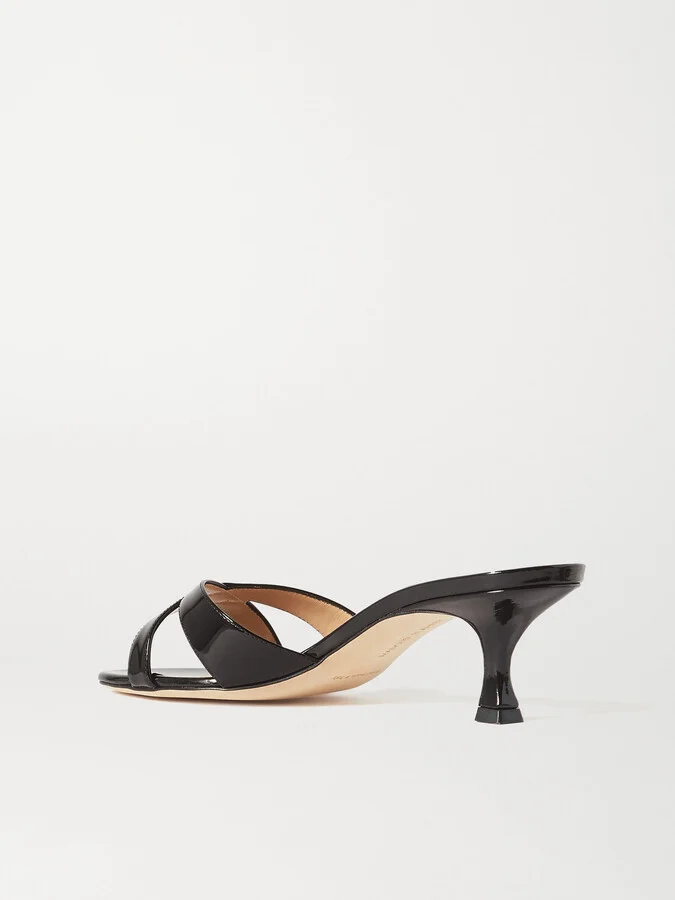 Manolo Blahnik - Callamu 50 Patent-leather Mules - Black - Image 3