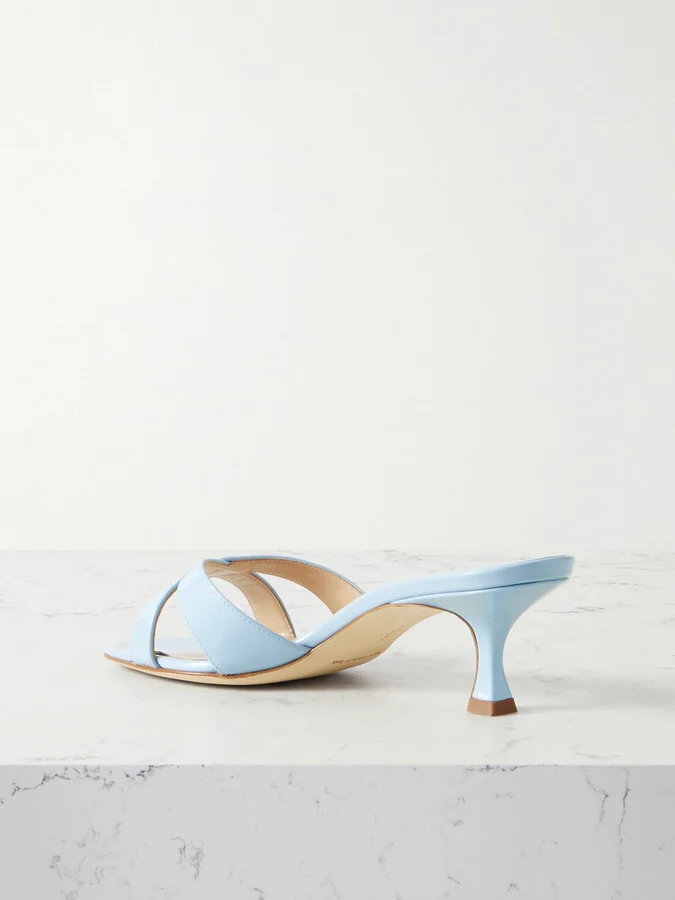 Manolo Blahnik - Callamu 50 Patent-leather Mules - Blue - Image 3