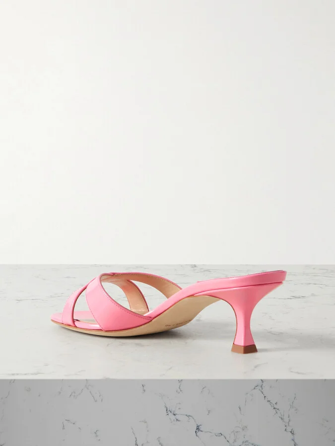 Manolo Blahnik - Callamu 50 Patent-leather Mules - Pink - Image 3