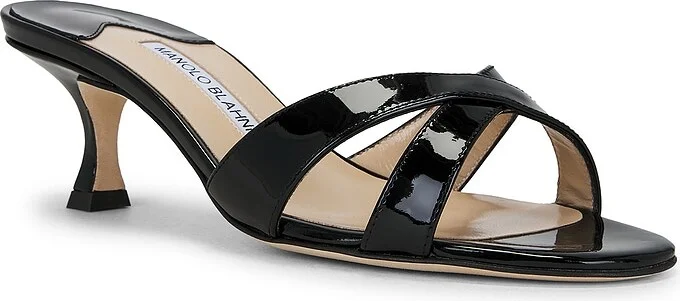 Manolo Blahnik Callamu 50 Patent Mule in Black - Image 2