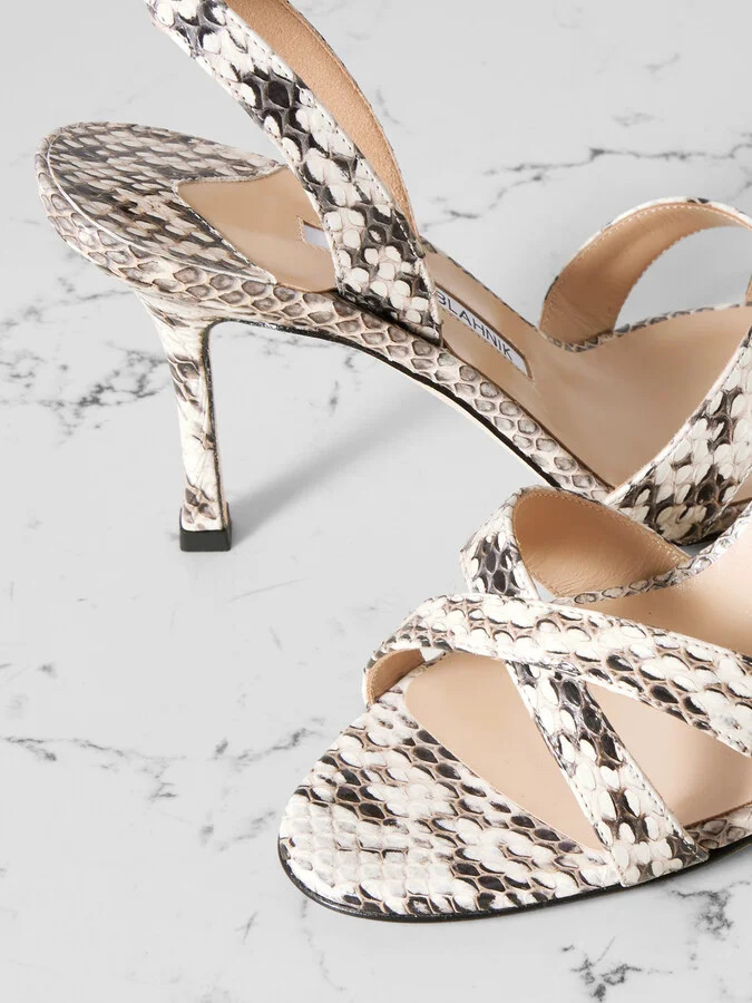 Manolo Blahnik - Callasli 90 Elaphe Slingback Sandals - Animal print - Image 4