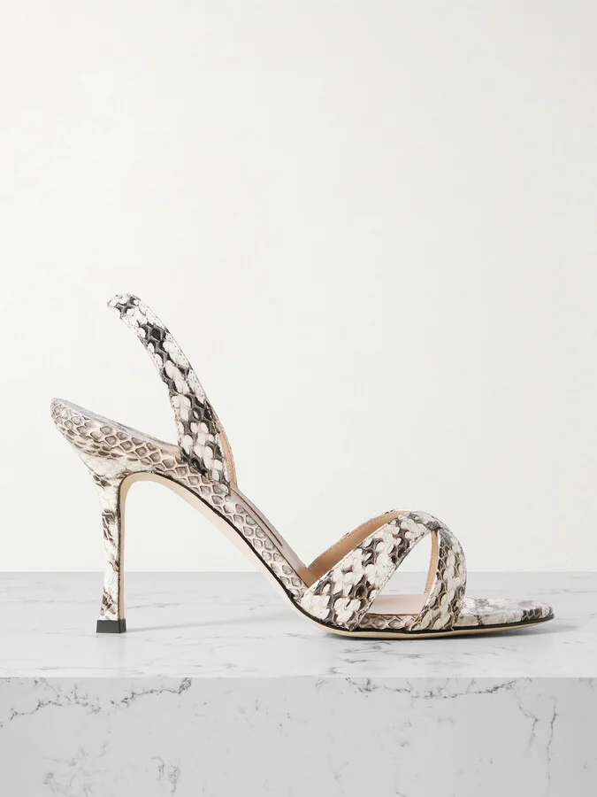 Manolo Blahnik - Callasli 90 Elaphe Slingback Sandals - Animal print