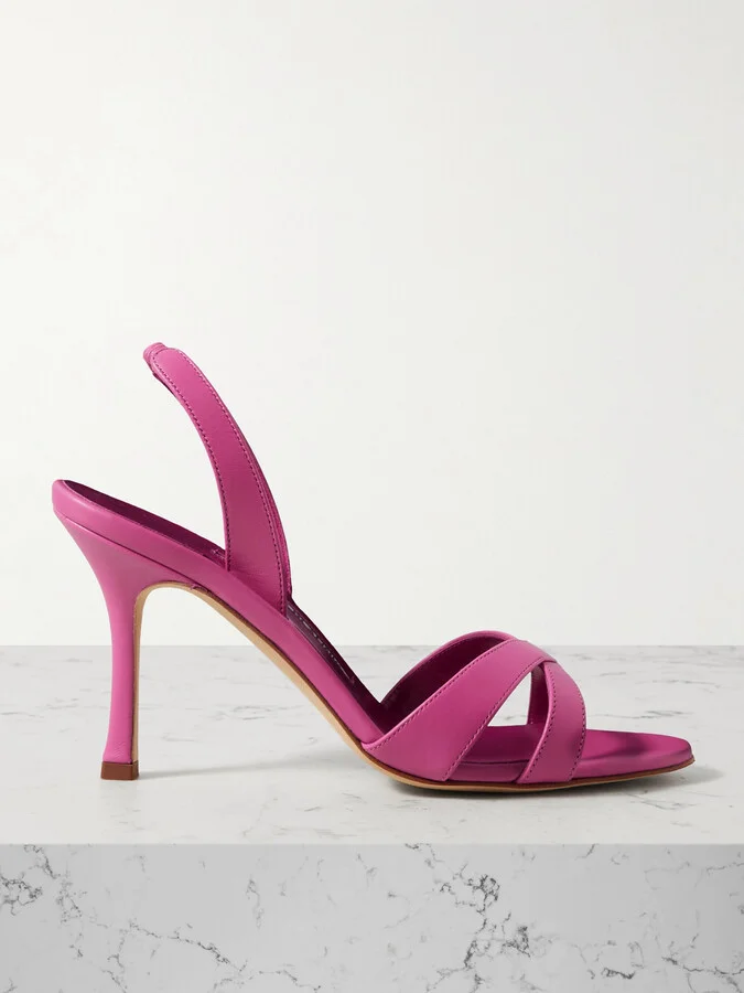 Manolo Blahnik - Callasli 90 Leather Slingback Sandals - Pink