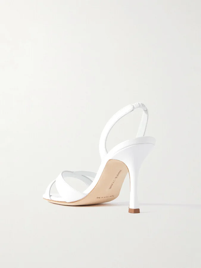 Manolo Blahnik - Callasli 90 Leather Slingback Sandals - White - Image 3