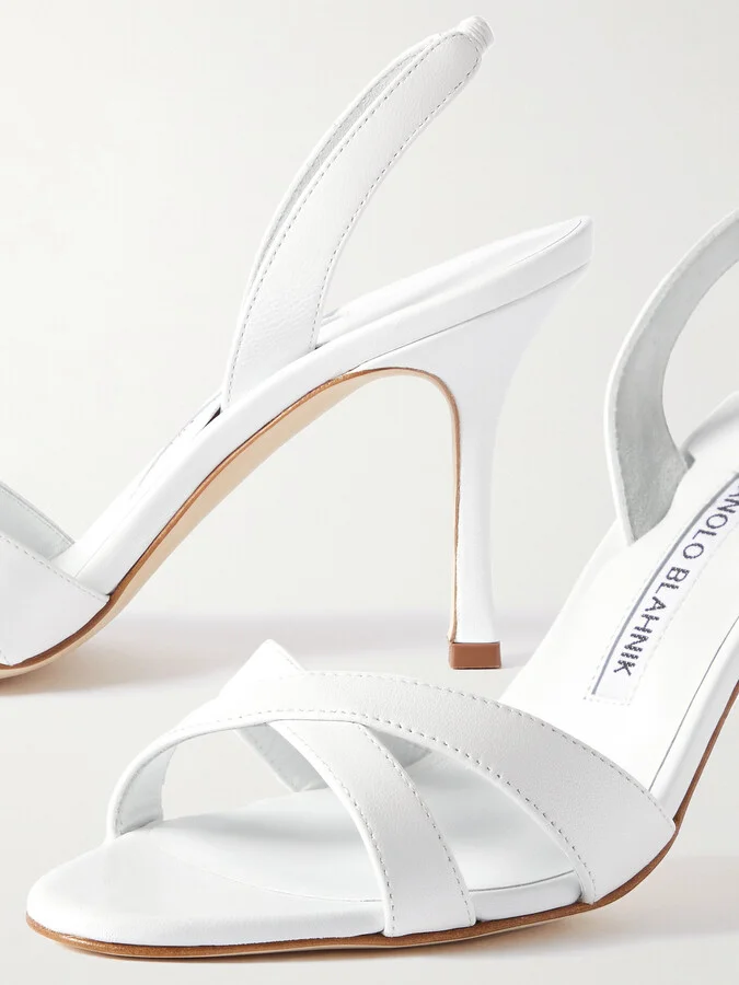 Manolo Blahnik - Callasli 90 Leather Slingback Sandals - White - Image 4