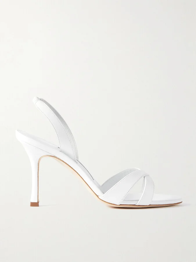 Manolo Blahnik - Callasli 90 Leather Slingback Sandals - White