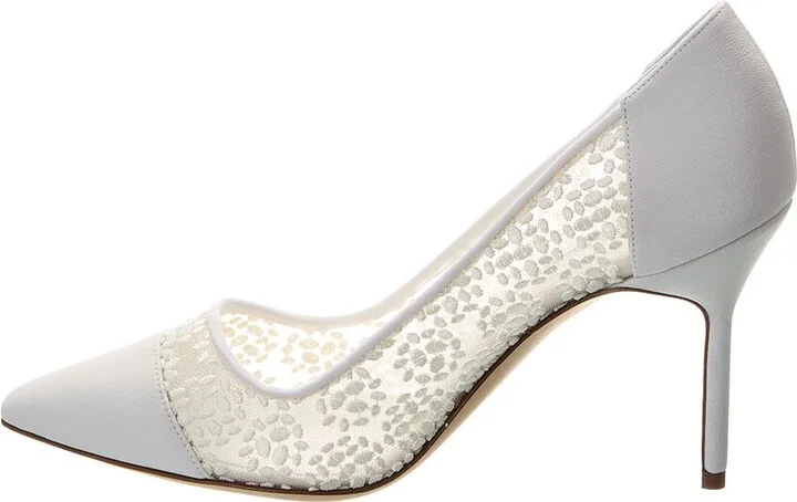 Manolo Blahnik Capcour 90 Canvas & Lace Pump - Image 2