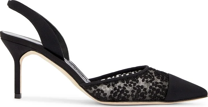 Manolo Blahnik Capsli 70 Lace Pump in Black