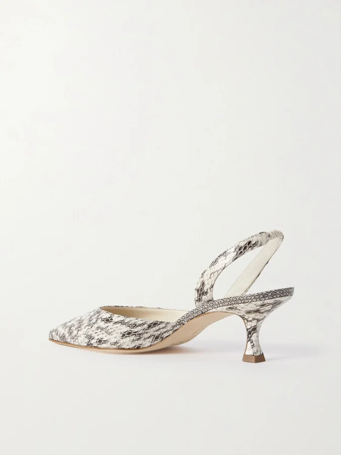 Manolo Blahnik - Carolyn 50 Elaphe Slingback Pumps - Animal print - Image 3