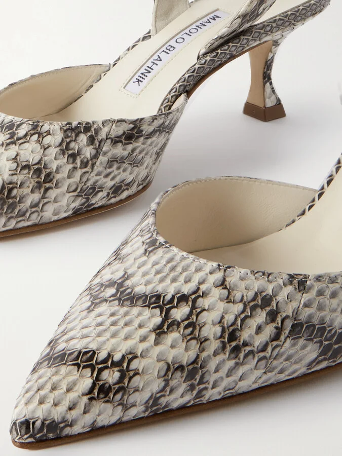Manolo Blahnik - Carolyn 50 Elaphe Slingback Pumps - Animal print - Image 4