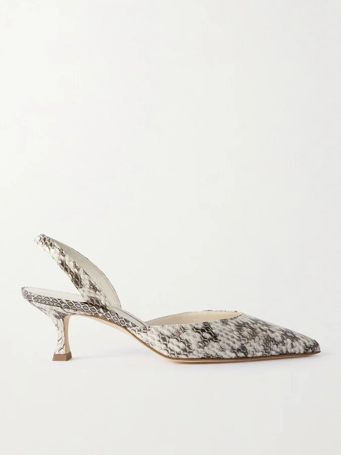 Manolo Blahnik - Carolyn 50 Elaphe Slingback Pumps - Animal print