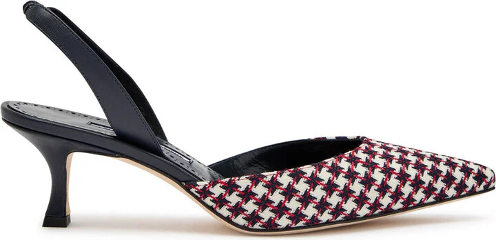 Manolo Blahnik Carolyn 50 Houndstooth Slingback Pumps