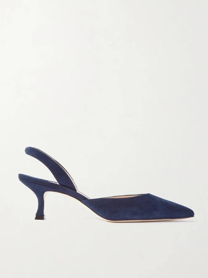 Manolo Blahnik - Carolyne 50 Suede Slingback Pumps - Blue