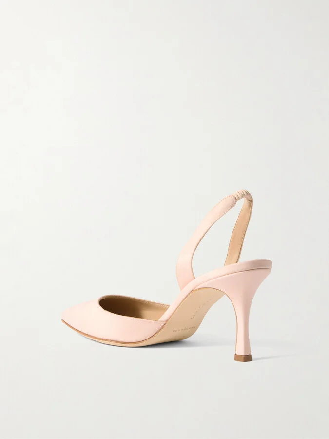 Manolo Blahnik - Carolyne 70 Silk Crepe De Chine Slingback Pumps - Pink - Image 3