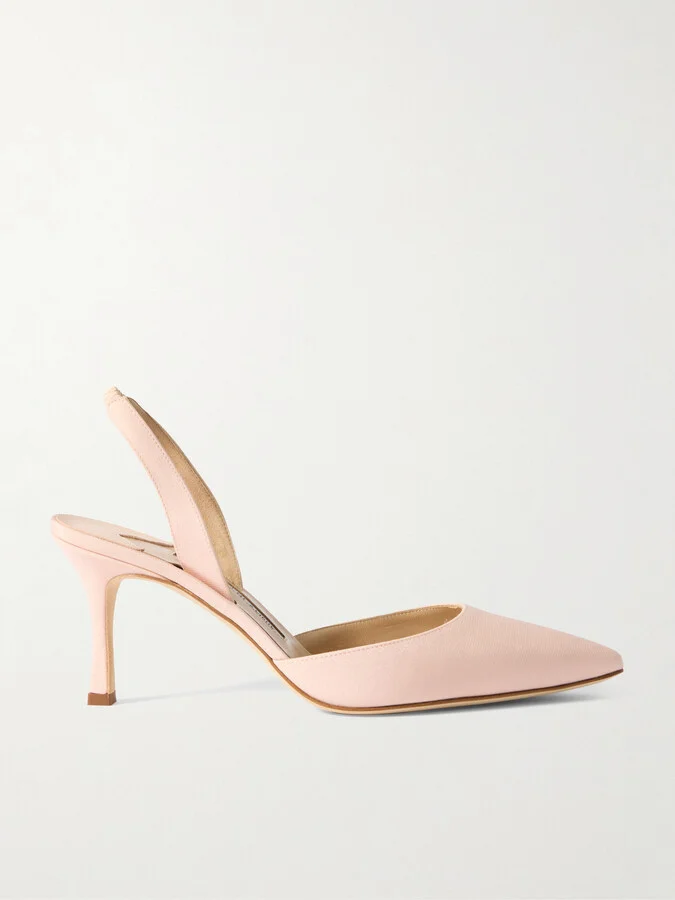 Manolo Blahnik - Carolyne 70 Silk Crepe De Chine Slingback Pumps - Pink