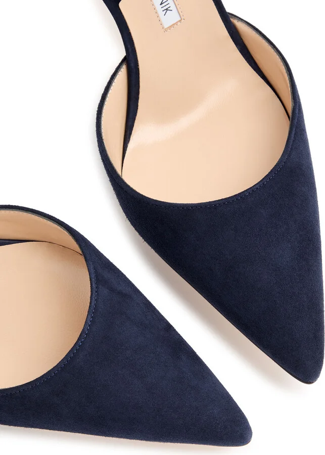Manolo Blahnik Carolyne 70 Suede Slingback Pumps - Image 3