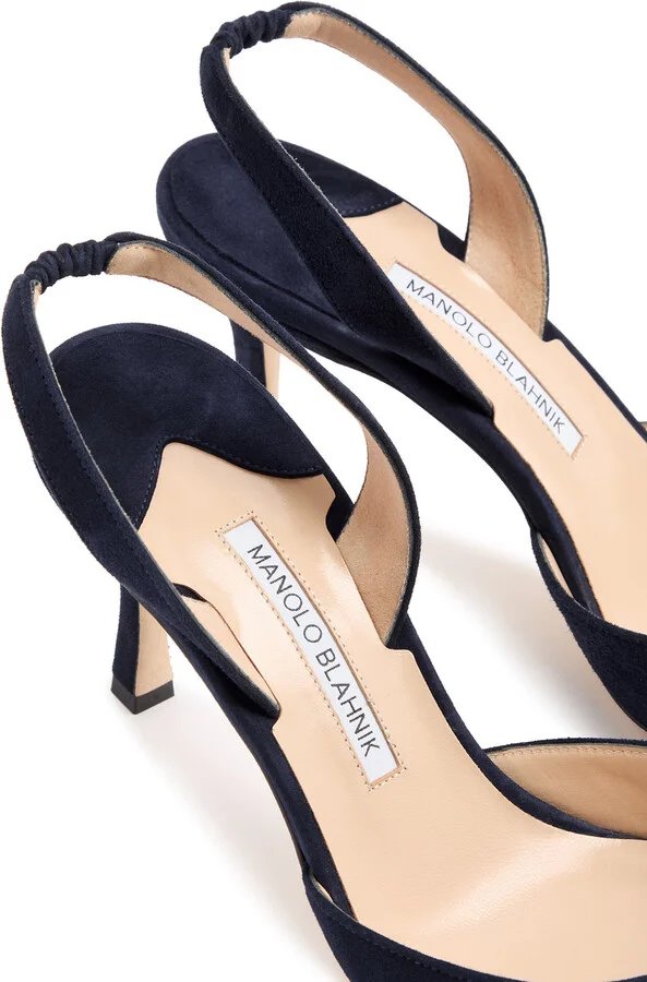 Manolo Blahnik Carolyne 70 Suede Slingback Pumps - Image 4