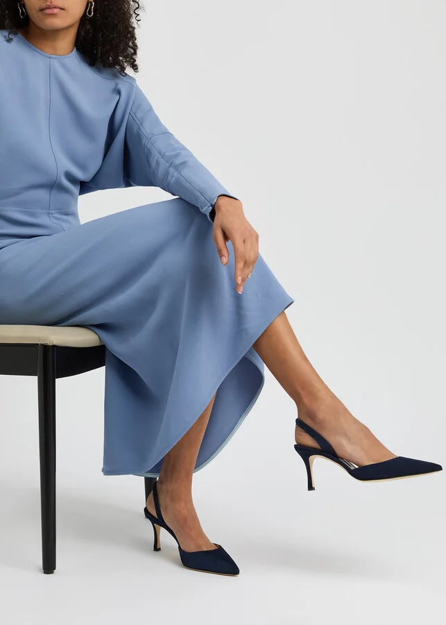 Manolo Blahnik Carolyne 70 Suede Slingback Pumps - Image 5
