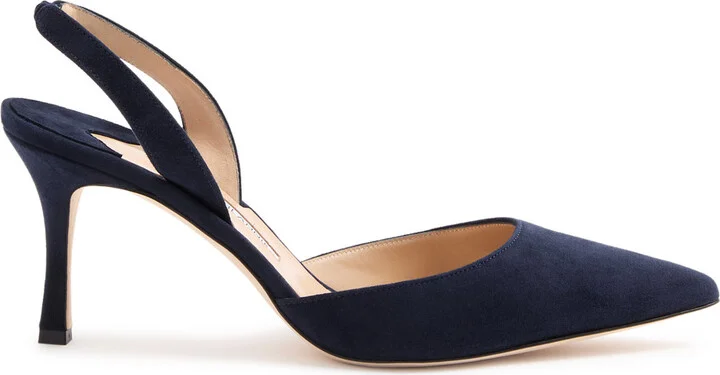 Manolo Blahnik Carolyne 70 Suede Slingback Pumps