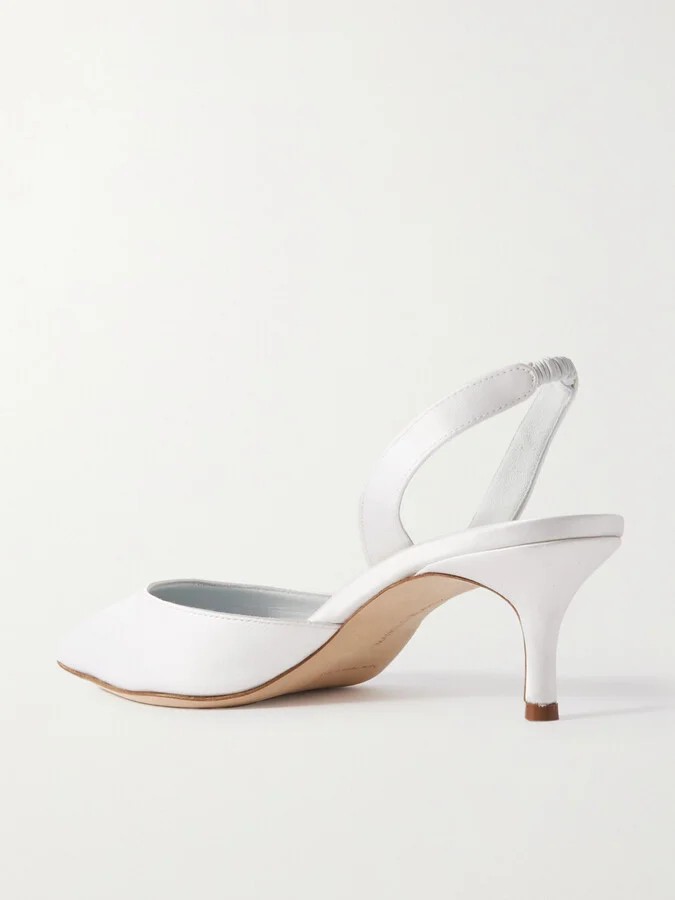 Manolo Blahnik - Carolyne Bridal 50 Satin Slingback Pumps - White - Image 3