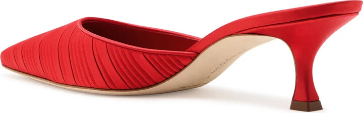 Manolo Blahnik Carolynemu 50 Pleated Satin Mules - Image 2
