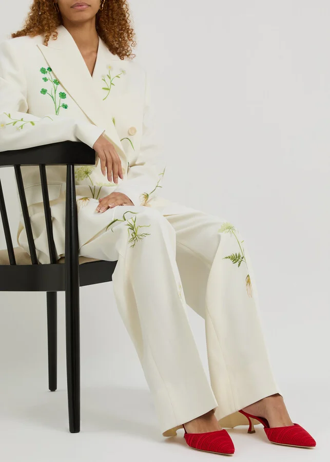 Manolo Blahnik Carolynemu 50 Pleated Satin Mules - Image 5