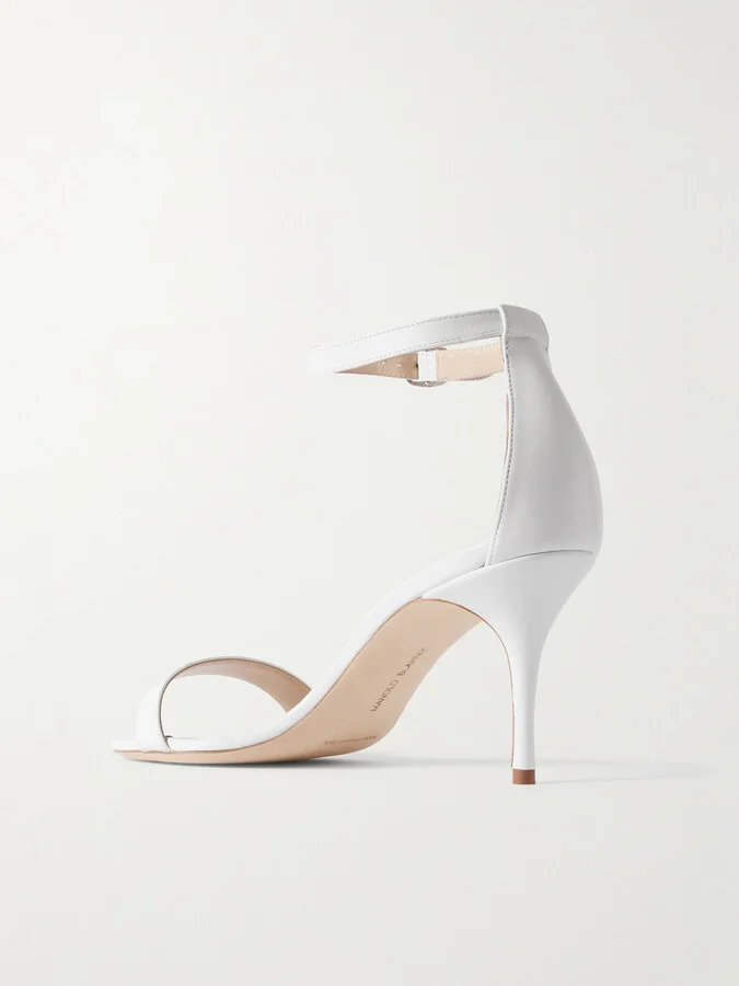 Manolo Blahnik - Chaos 70 Leather Sandals - White - Image 3