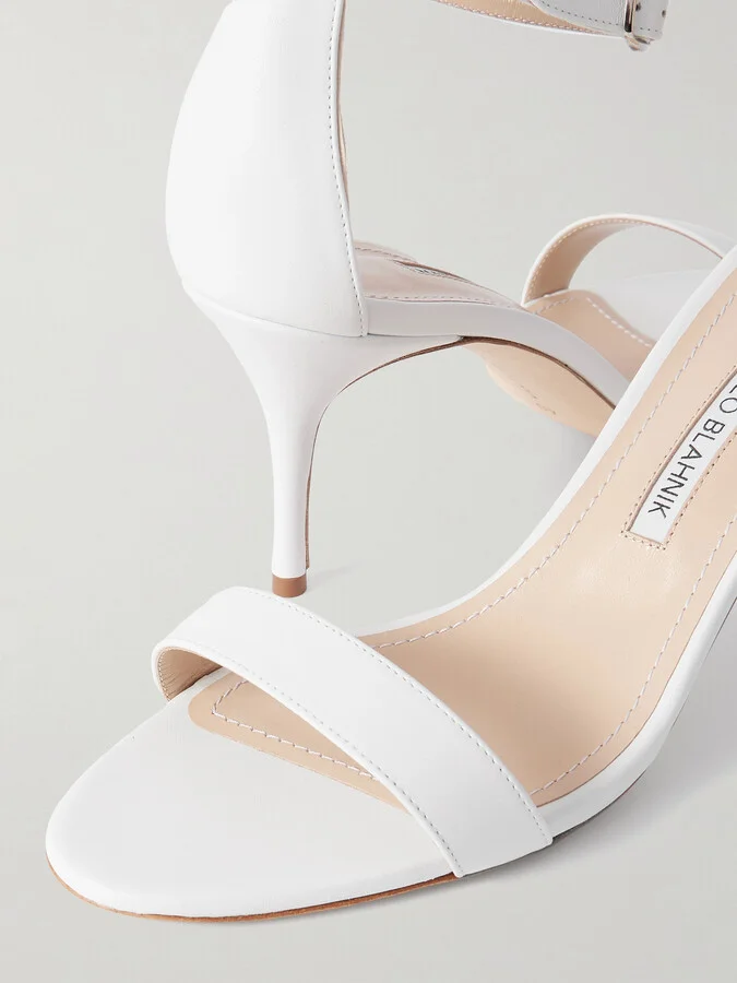 Manolo Blahnik - Chaos 70 Leather Sandals - White - Image 4