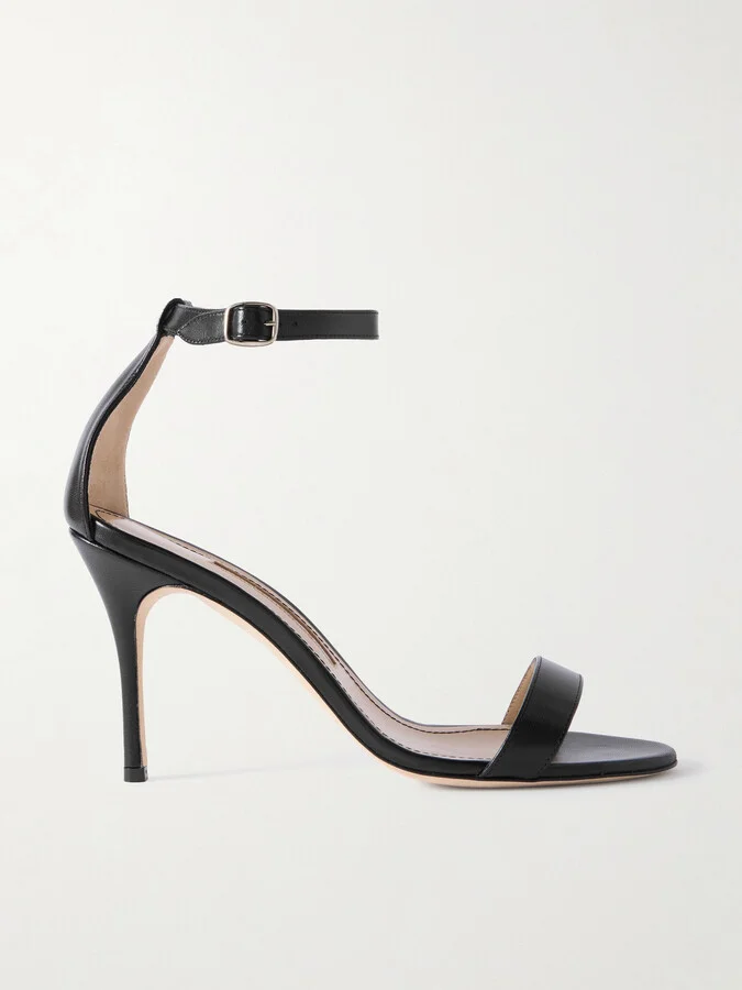Manolo Blahnik - Chaos 90 Leather Sandals - Black