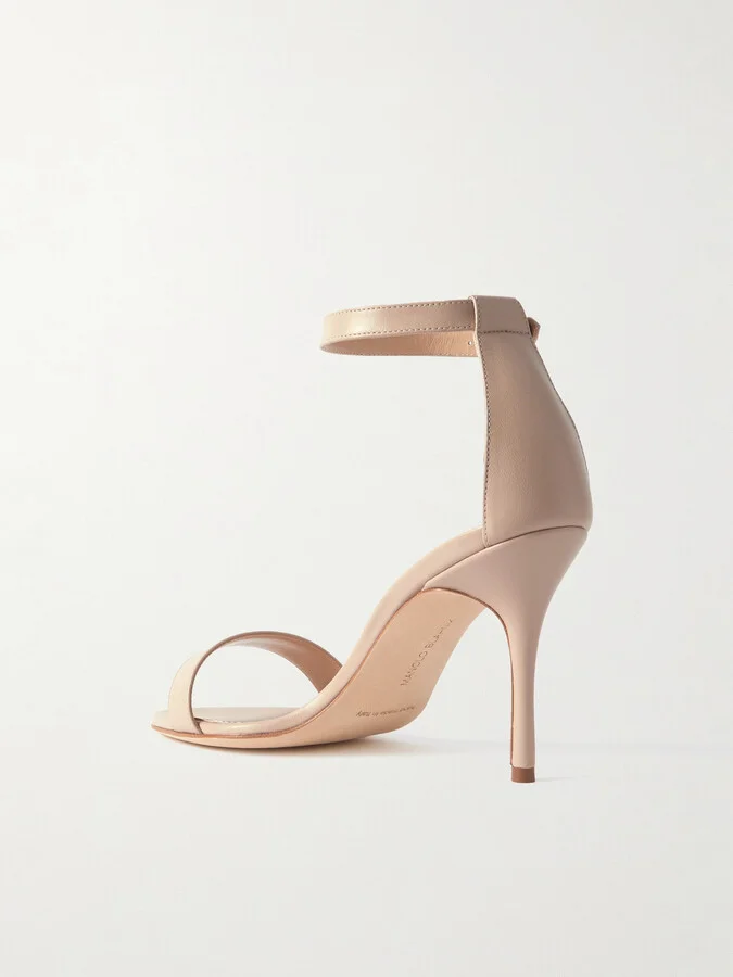 Manolo Blahnik - Chaos 90 Leather Sandals - Neutrals - Image 3