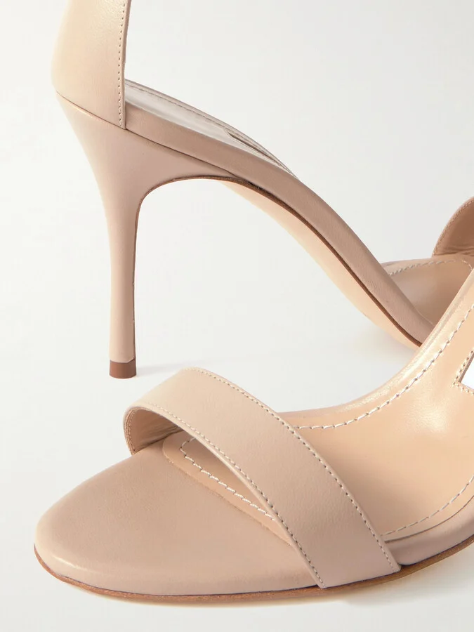Manolo Blahnik - Chaos 90 Leather Sandals - Neutrals - Image 4