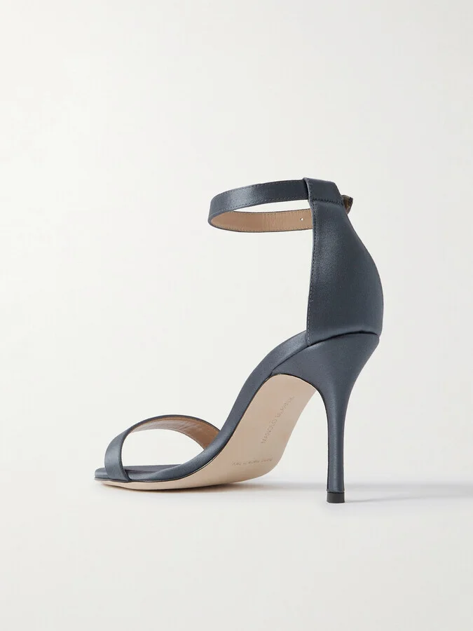 Manolo Blahnik - Chaos 90 Satin Sandals - Blue - Image 3