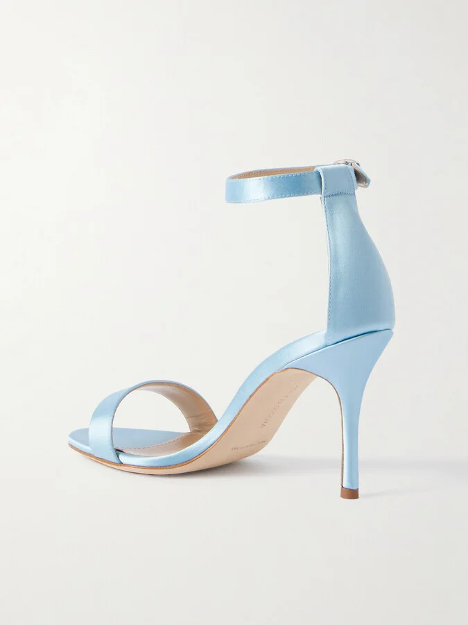 Manolo Blahnik - Chaos 90 Satin Sandals - Blue - Image 3