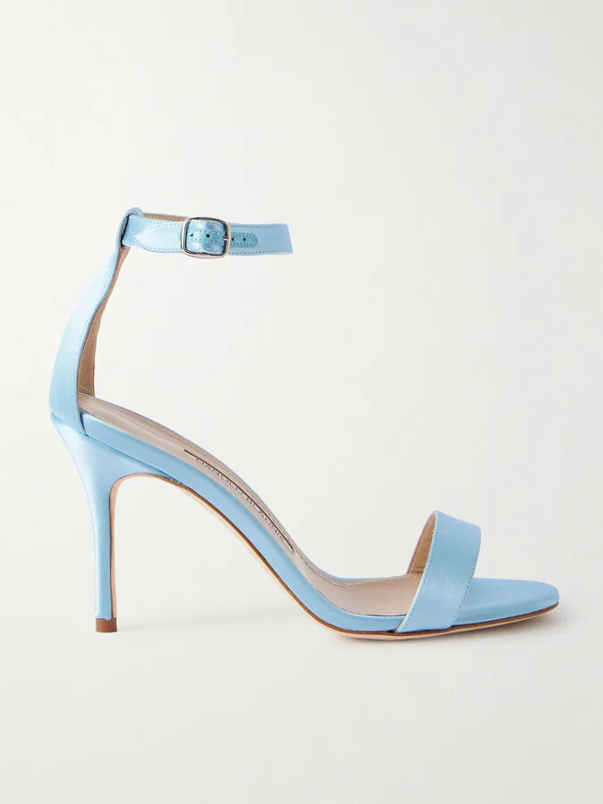 Manolo Blahnik - Chaos 90 Satin Sandals - Blue