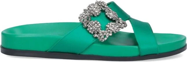 Manolo Blahnik Chilanghi Buckle-Embellished Slippers