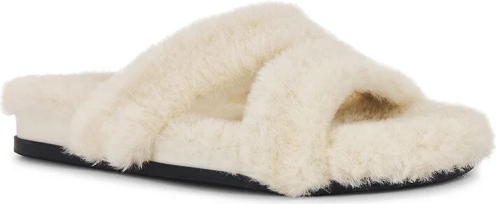 Manolo Blahnik Chilpa Shearling Flat in Cream - Image 2