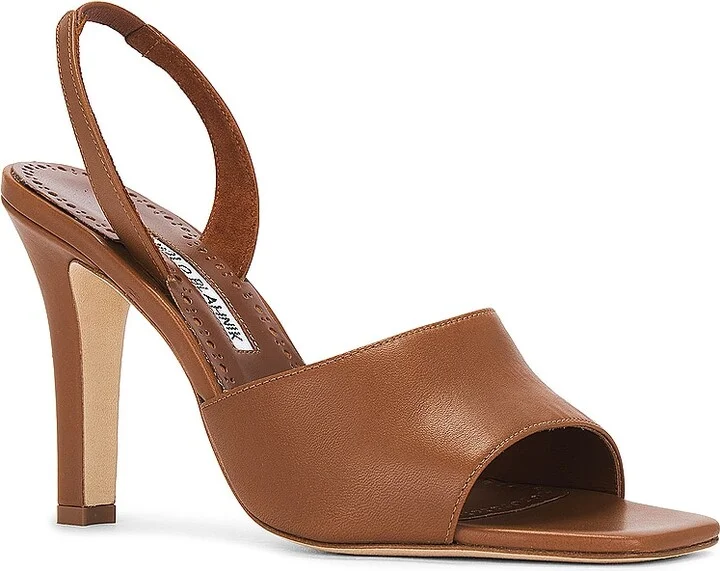 Manolo Blahnik Clotilde 105 Leather Sandal in Brown - Image 2