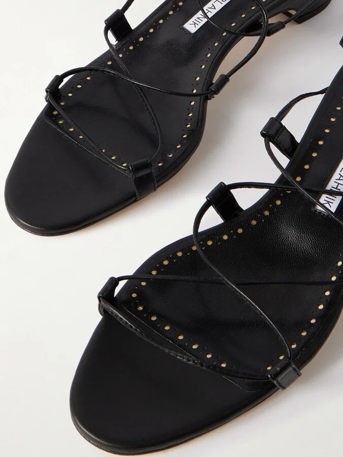 Manolo Blahnik - Dellasan 30 Leather Sandals - Black - Image 4
