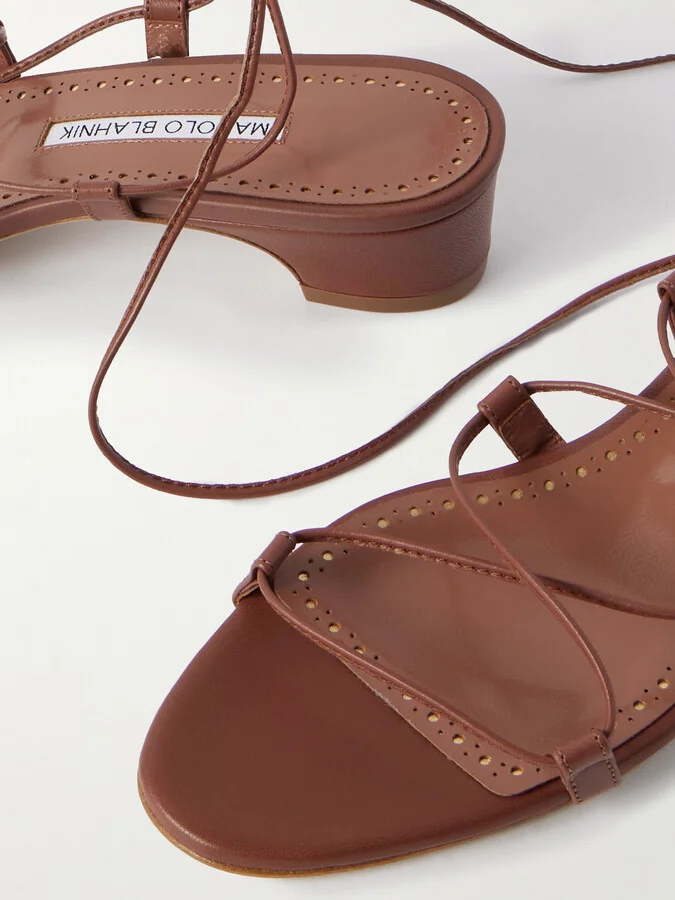Manolo Blahnik - Dellasan 30 Leather Sandals - Brown - Image 4